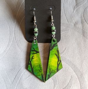 Hand-painted wooden earrings